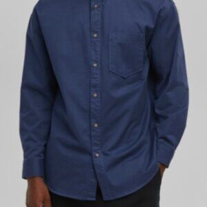 Mode of One Mens Relaxed Fit Button Down Twill Shirt Caspian Waters Color XL